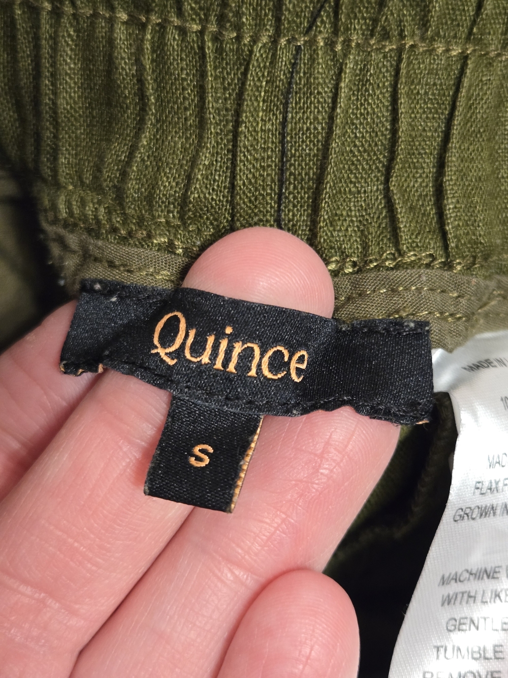 Quince Women's Olive Green Linen Elastic Waist Wide-Leg Pants Size Small - Picture 6 of 7